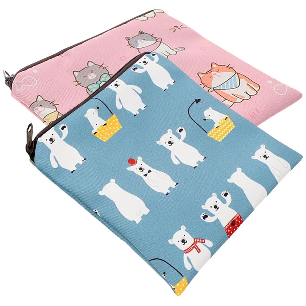 

2 Pcs Coin Purse Reusable Pad Pouch Ladies Wallet Napkin Period Small Polyester First Kit Student Girls Wallets