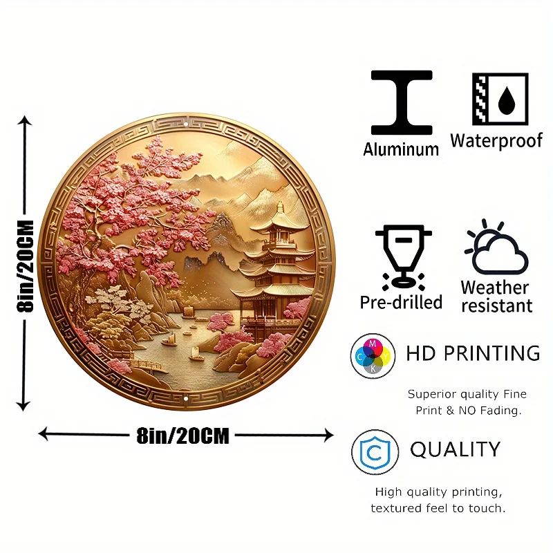 Металлический знак золотой медальон с традиционным дизайном китайского и сакуры