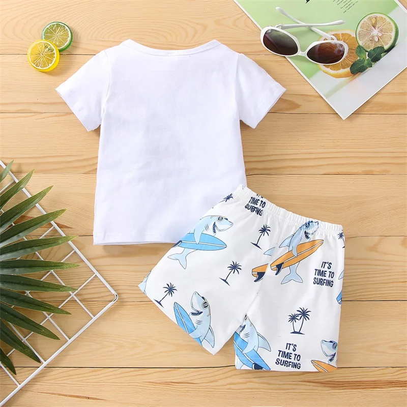 Комплект летней одежды для малышей футболка с круглым вырезом коротким рукавом и