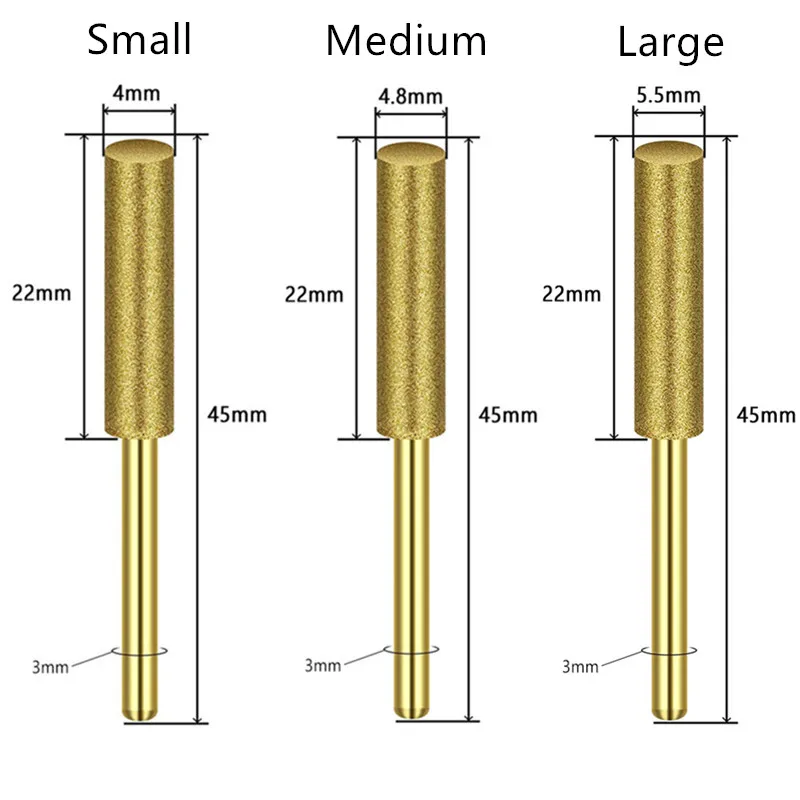 

5PCS Gold Diamond Coated Cylindrical Burr 4-5.5mm Chainsaw Sharpener Stone File Chain Saw Sharpening Carving Grinding Power Tool