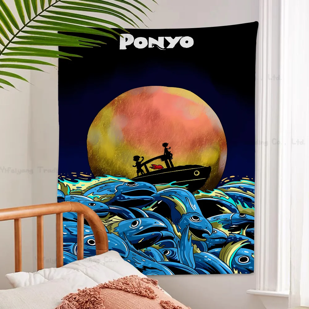 P-Ponyo On Cliff By The Sea Аниме Гобелен Подвесной Таро Хиппи Настенные Коврики Общежитие
