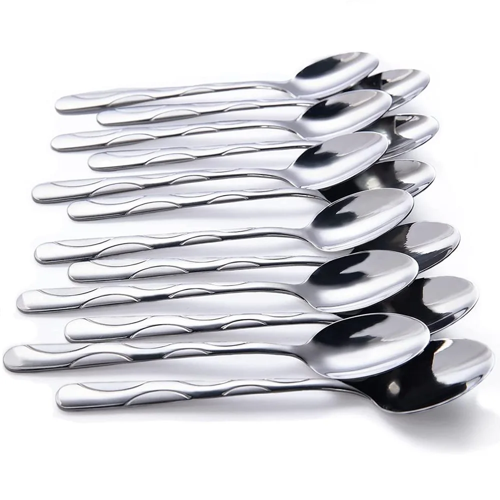 4/6/8/10/12pcs Teaspoon Stainless Steel Tea Spoon set Coffee Spoons Ice Cream Dessert Drinking Mixing Honey Silverware 15cm 6in