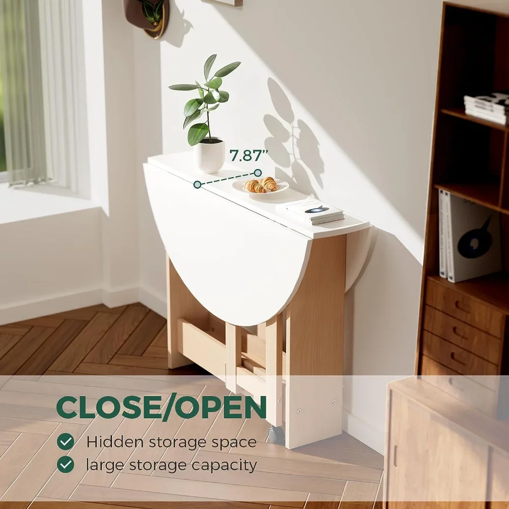 Складной круглый обеденный стол с откидными листами