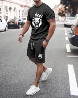 mens street sportswear t shirt suit oversized lion king print tracksuits tops shorts 2 piece set men summer t shirts clothing