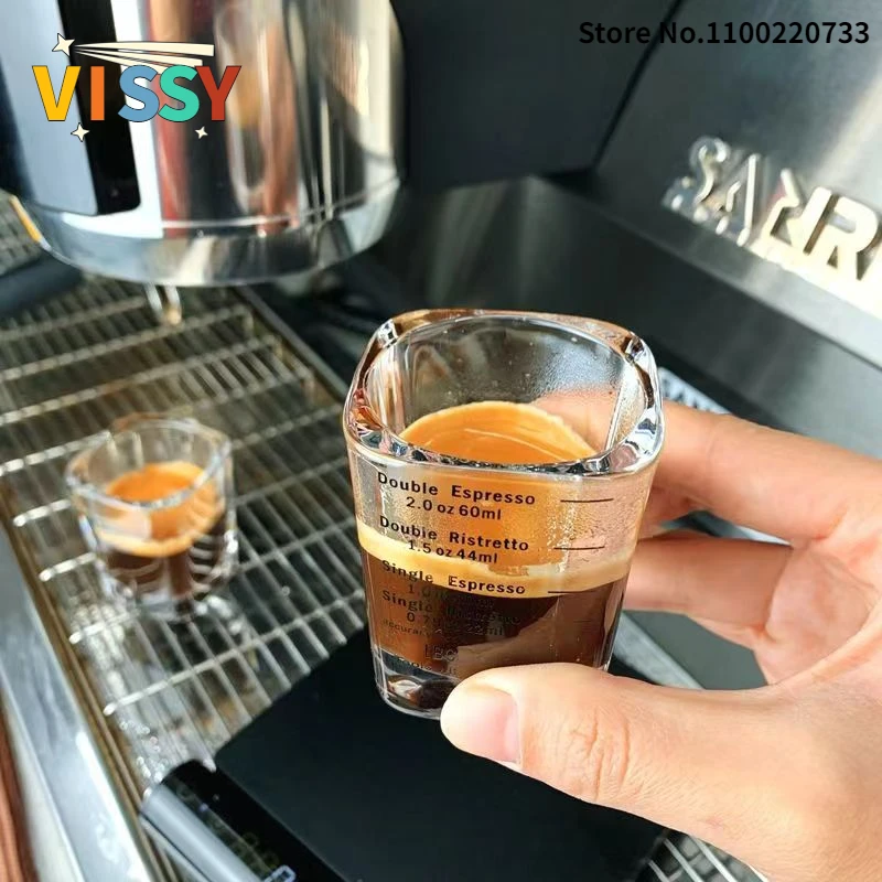 

60ml Square Thickened Wall Glass Ounce Cup Graduated Measuring Concentrated Espresso Coffee Cup For Kitchen Supplies