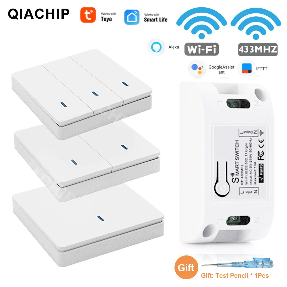 Умный высветильник ель света Tuya Wi-Fi RF433, настенная панель с дистанционным управлением, беспроводной релейный приемник, 110 В, 220 В, работает с Alexa Google Home