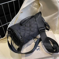 barrel shaped handbags small quilted nylon soft crossbody sling bag for women 2022 luxury brand one shoulder handbags