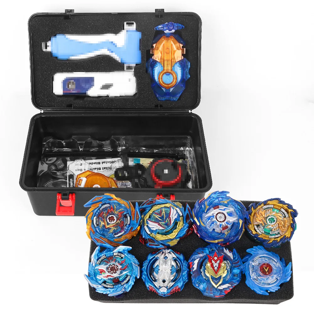 Фото Набор волчков Beyblades с ручкой-пусковой установкой, боевой верх, игрушечный лопастной ящик для хранения, 8 топов, 3 пусковых приборов, подарок д... №2