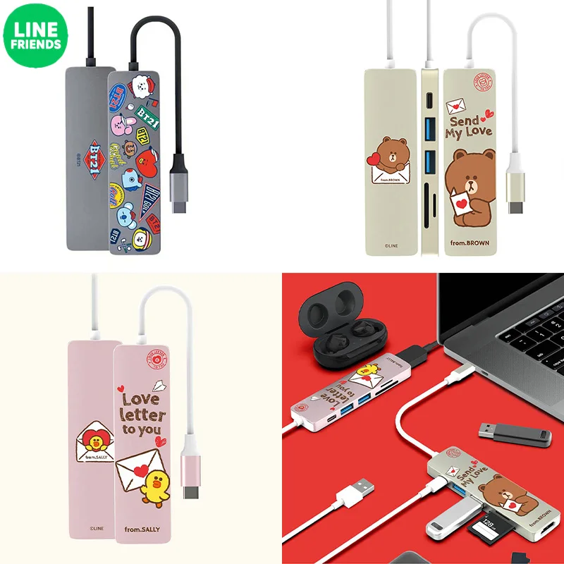 

Линия Друзья мультфильм ноутбук кардридер конвертер аниме Серия коричневый креативный Type-C удлинитель для ноутбука кардридер конвертер