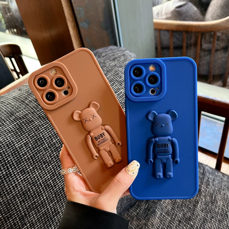 

3D Cute Japan Anime Teddy Bear Phone Case For iPhone 13 12 11 Pro Xs Max X Xr 7 8 Puls SE 2020 Cute Shockproof Soft Cover