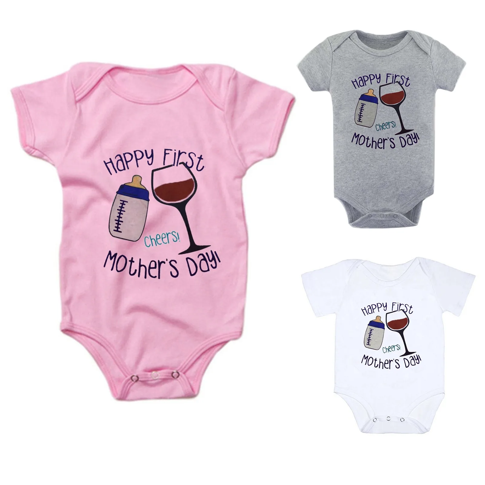 

Baby Boy Girl Bodysuit Summer Toddler Kids Jumpsuit Happy Mother's Day Funny Infant Baby Playsuit Short Sleeve Baby Clothes