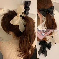 french ribbon bow banana clip retro mesh vertical clips elegant bowknot hairpins sweet mesh ponytail claw girls hair accessory