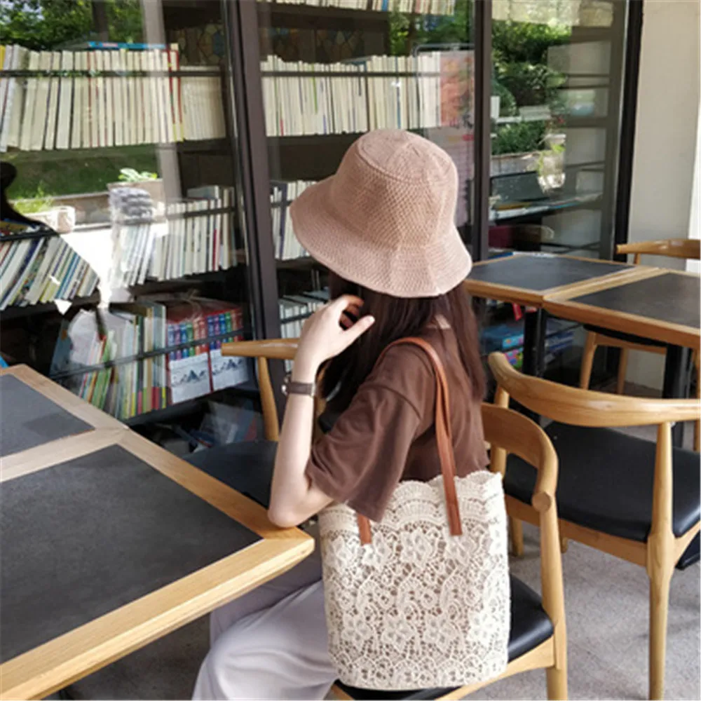 

Women Handbag Traf Long Lasting Lace Tote Bucket Shape Lady Multipurpose Top Summer Beach Wedding Bridal Party Women Handbags