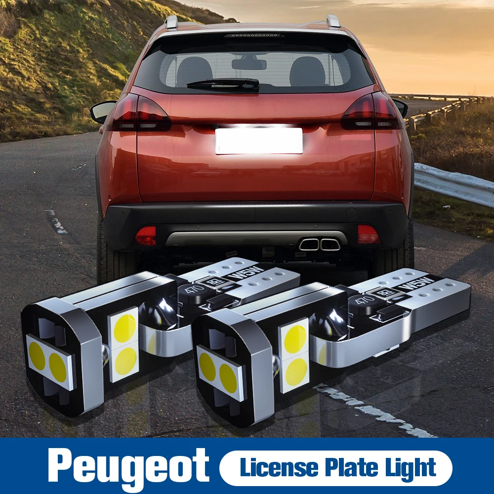 

2pcs LED License Plate Light Lamp Blub W5W T10 2825 Canbus For Peugeot 1007 107 106 108 2008 206 4007 4008 406 607 806 807 RCZ