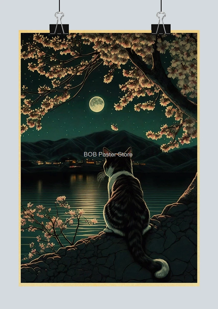 

Постер кошка сакуры Lanxihaibao