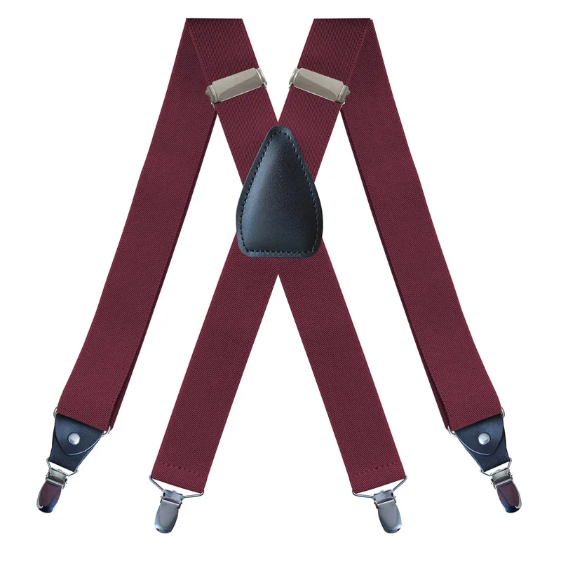 

Elastic 4 Clips Adjustable Men's Black Adult Strap 10 Colors X Clip Suspenders 3.5X125cm