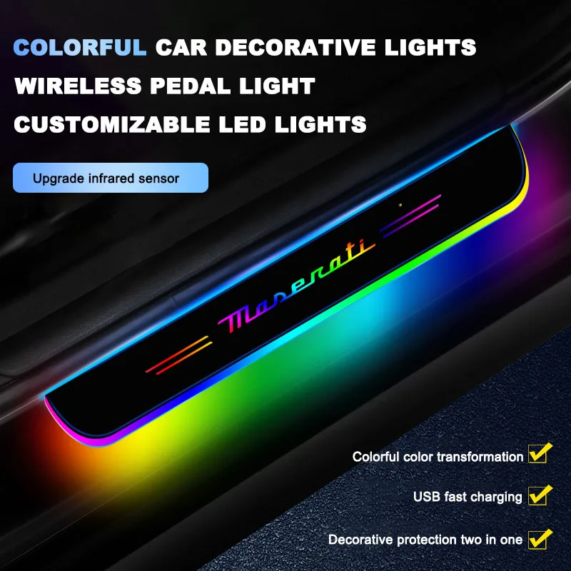 

Car USB LED Welcome Plate Pedal Door Sill Pathway Light For Maserati Levante Ghibli GranCabrio Grecale Spyder Quattroporte Coupe