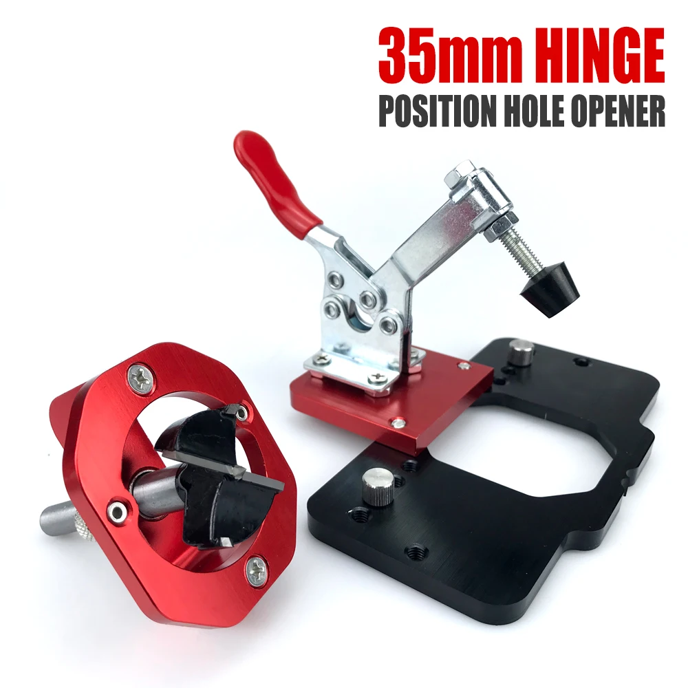 

35mm Hinge Hole Opener Aluminum Alloy Woodworking Drilling Locator Opener Auxiliary Tools Accurate Positioning for Door Cabinets