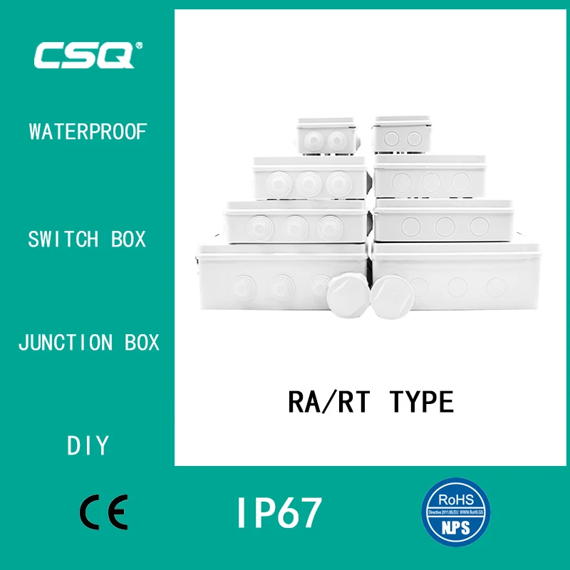 

CSQ IP68 Plastic Waterproof Enclosure Box Electronic Project Outdoor Instrument Box Junction Housing with holes I