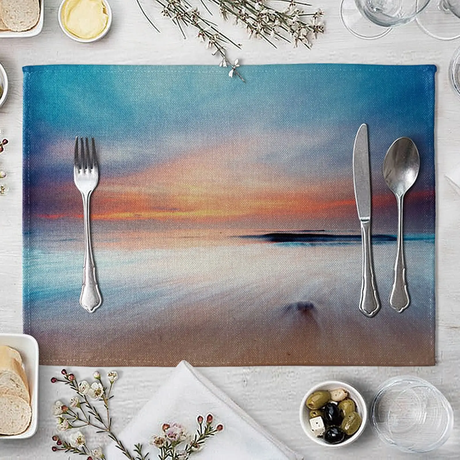 

Покерный коврик для круглого стола, светло-голубой, белый, оранжевый стол, Декор, обеденный стол, набор столовых приборов, квадратные плетен...