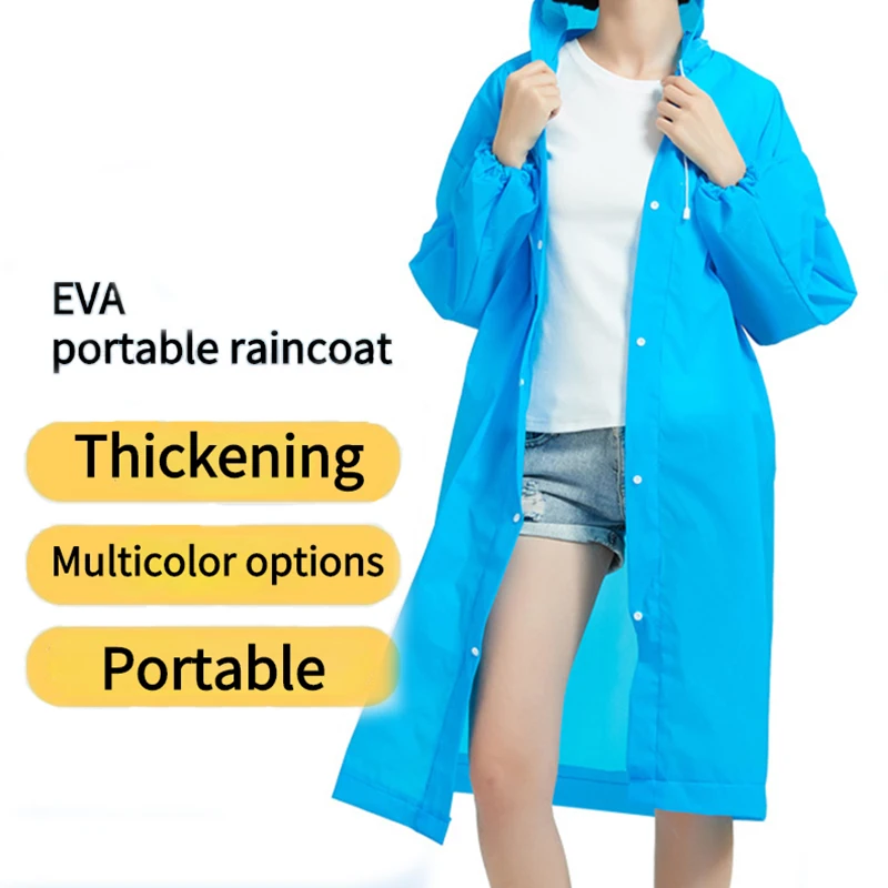 

Adult Children EVA Unisex Raincoat Reusable Thickened Waterproof High Quality Women Men Camping Transparent Poncho Rainwear Suit