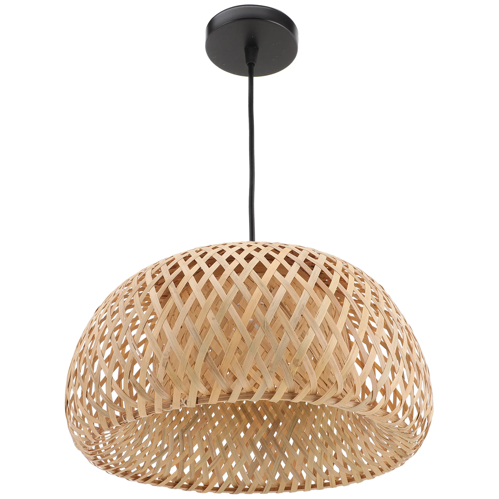 

Bamboo Ceiling Lamp Living Room Hanging Light Rustic Style Pendant Woven Rattan Chandelier