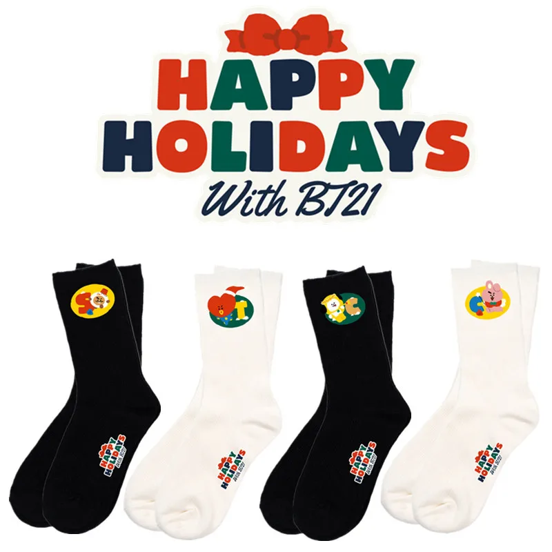 Christmas Collection Cotton Socks Print Breathable Long Socks Birthday Gift