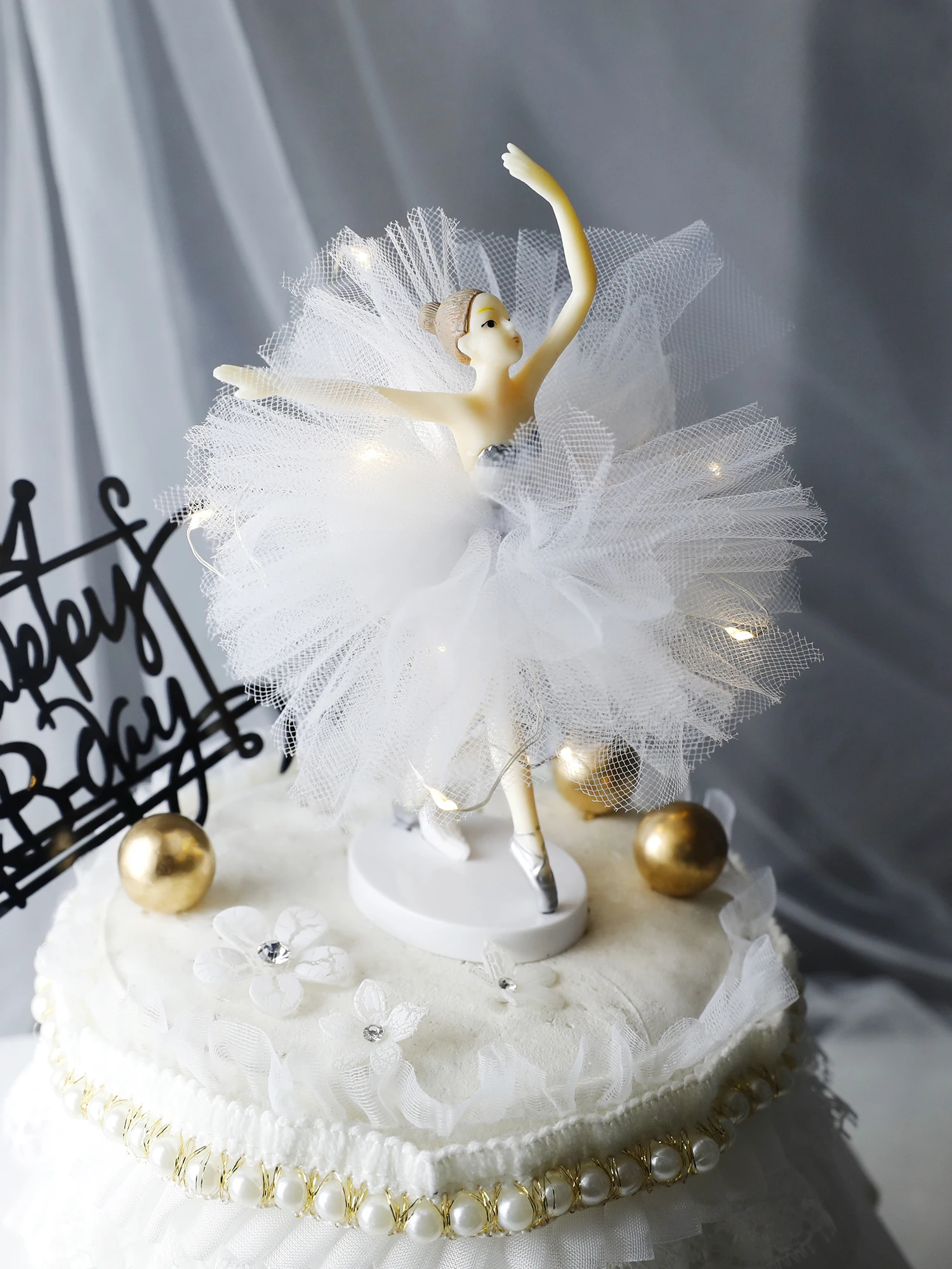 С днем рождения белая фотография украшение для торта девушек Свадебный Топпер