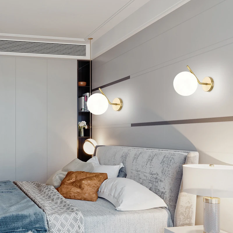 YUNYI настенный светильник в скандинавском стиле из матового стекла форме шара E27 с