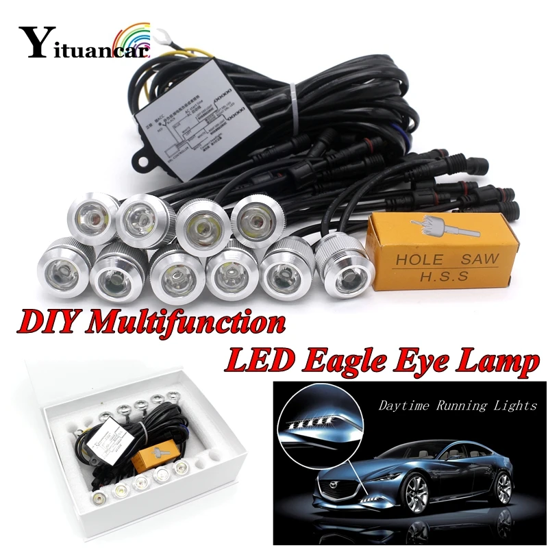 

Yituancar 10X Многофункциональное управление светодиодным орлиным глазом дневные противотуманные фары автомобиля внешний DRL белый/желтый указатель поворота авто лампа