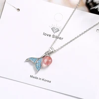 female strawberry crystal necklace pendant 925 stamp aesthetic fashion chain luxury quality fine jewelry for women accessories