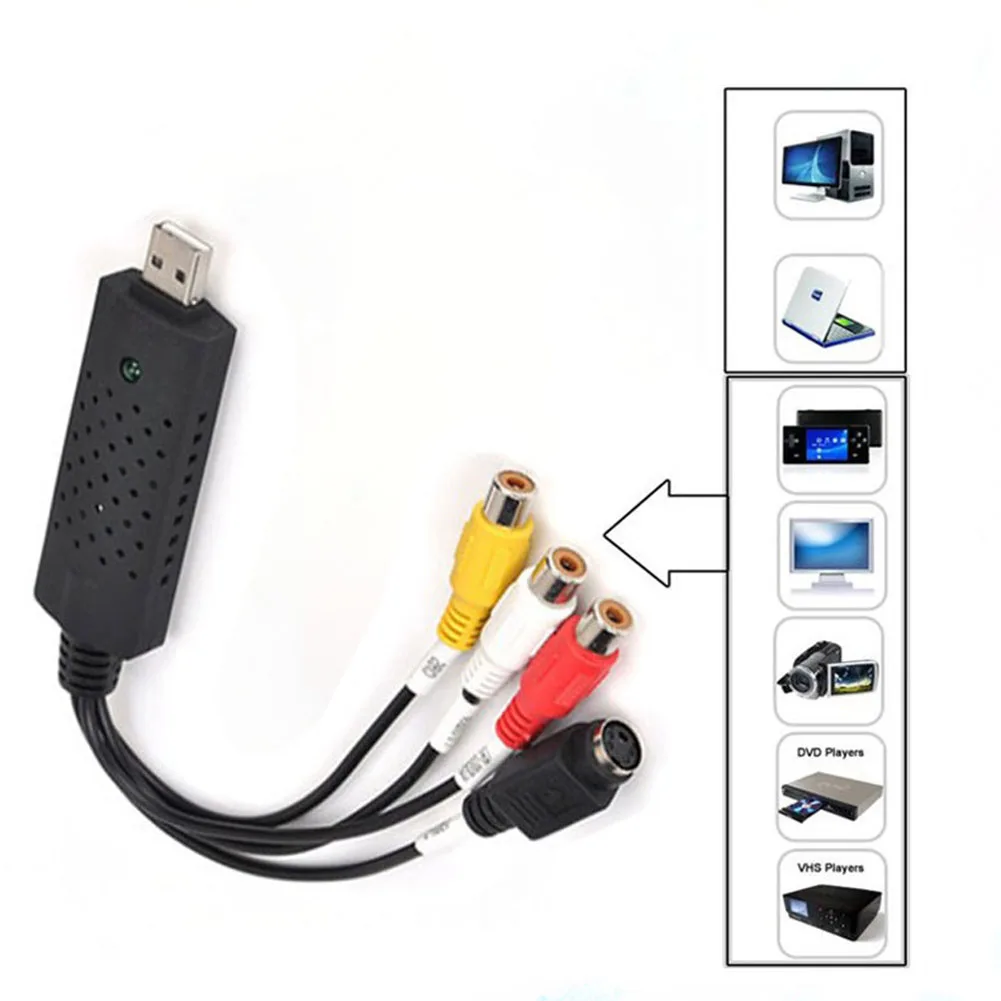 Адаптер захвата аудио и видео USB 2 0 легко закрывающийся для ТВ DVD VHS