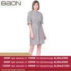 Женское платье из смесового льна в полоску Baon B459047