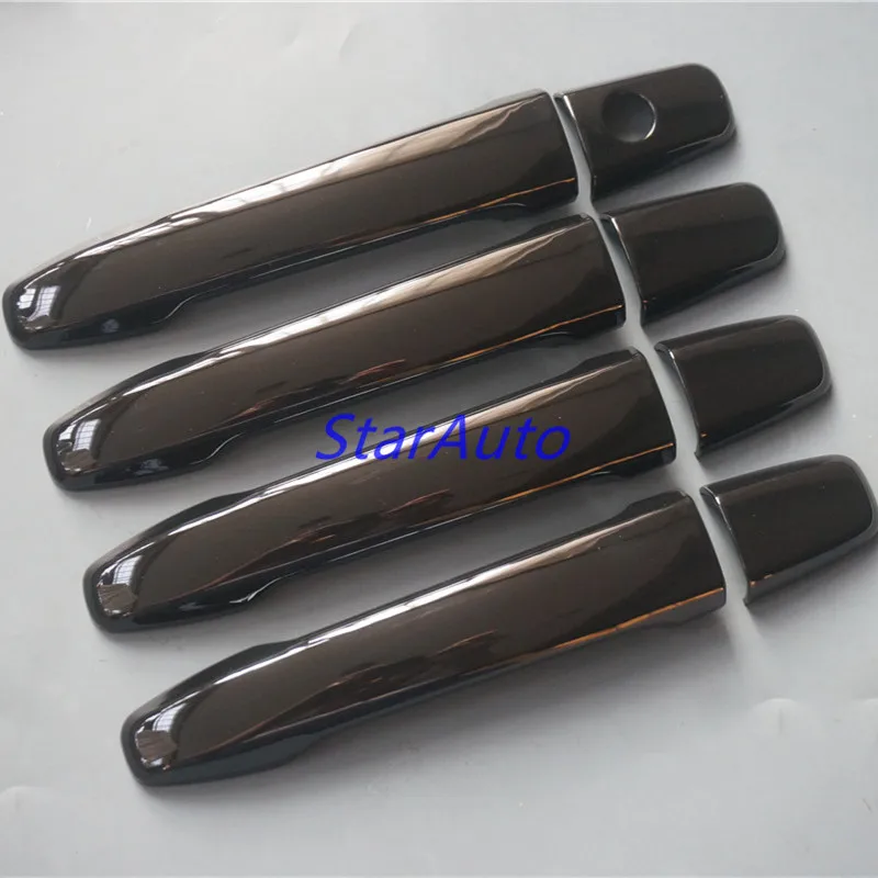 Новая хромированная глянцевая черная накладка на дверную ручку из углеродного