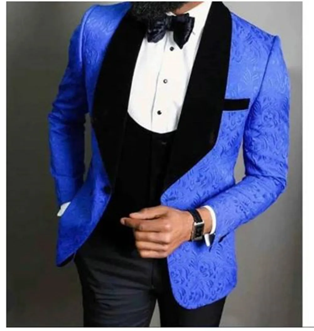 

Синий мужской костюм для выпускного вечера черный смокинг для жениха на свадьбу новейший дизайн Модный комплект из 3 предметов 2023 (пиджак + брюки + жилет)