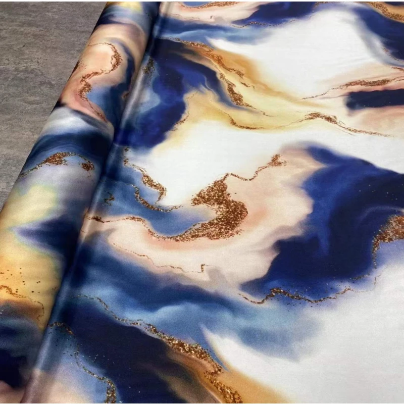 

Fashion Design Textured Silk Stretch Twill Fabric for Sewing Clothes Blue Gradient Shirt Dress Cloth Material Wholesale