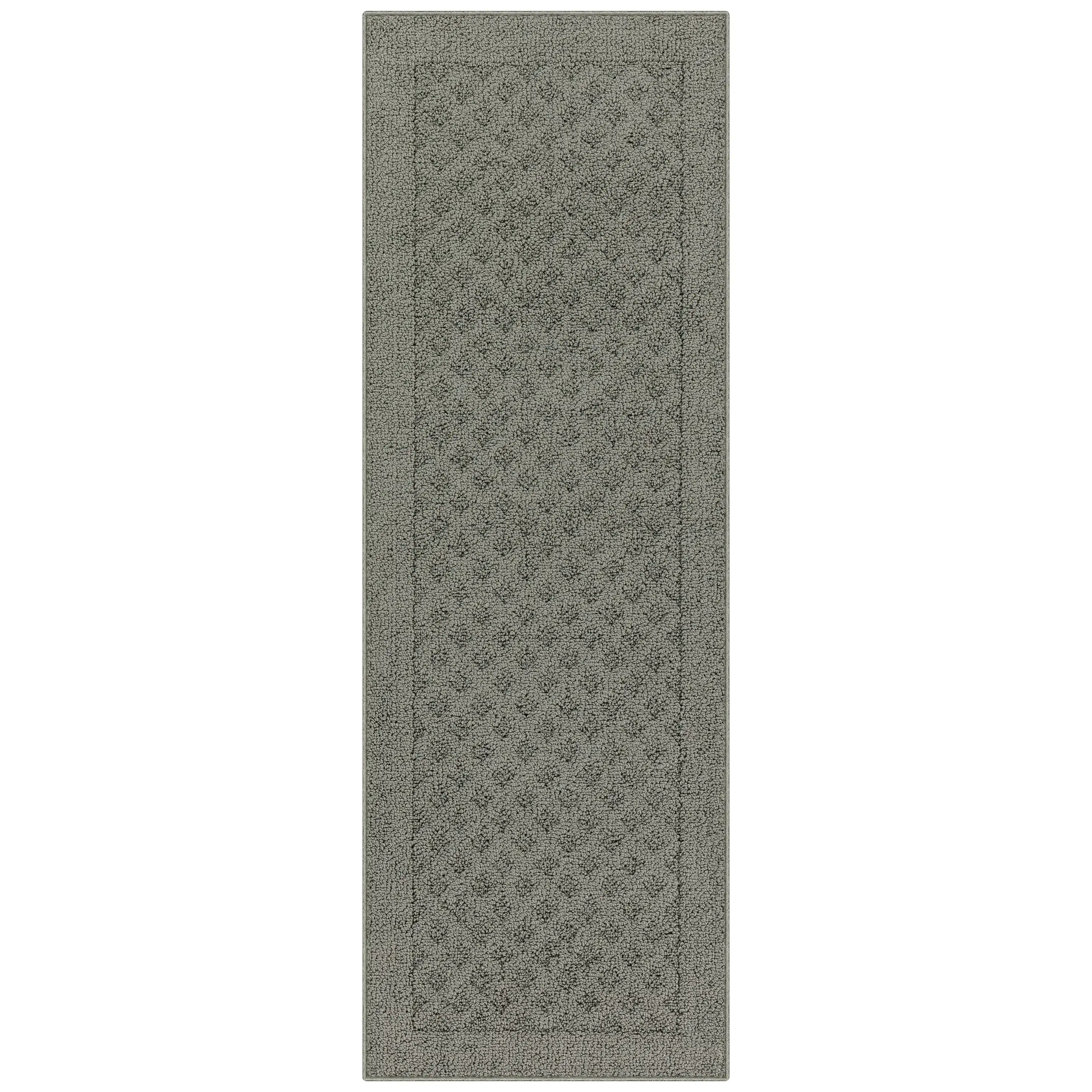 

Dylan Solid Diamond Traditional Runner Pewter Rug, 1'9"x5'