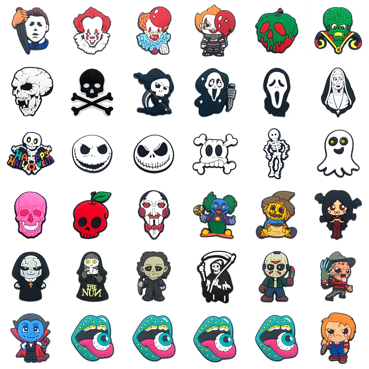 

Halloween Potdemiel Series Shoe Charms Fit to Sandals and Slippers Decorations with Pins PVC Accessories Halloween Party Gifts