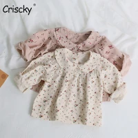 criscky cute toddler girl floral blouses children clothing baby girls long sleeve sweet ruffles lapel shirts infant tops