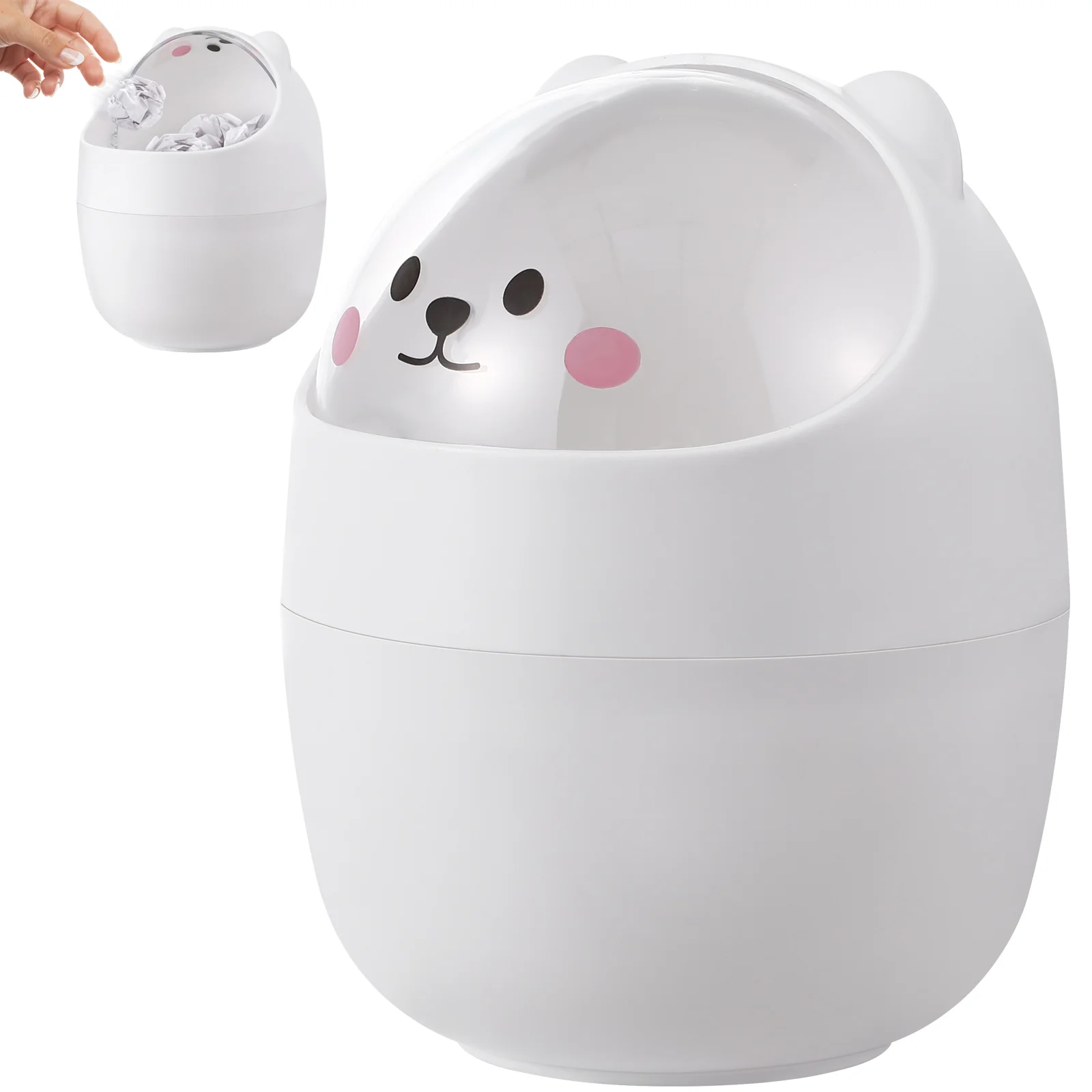 

Garbage Can Small Waste Bin Trash Room Office Table Mini Desktop Dumpster Plastic Kitchen Swing Lid Basket Collector