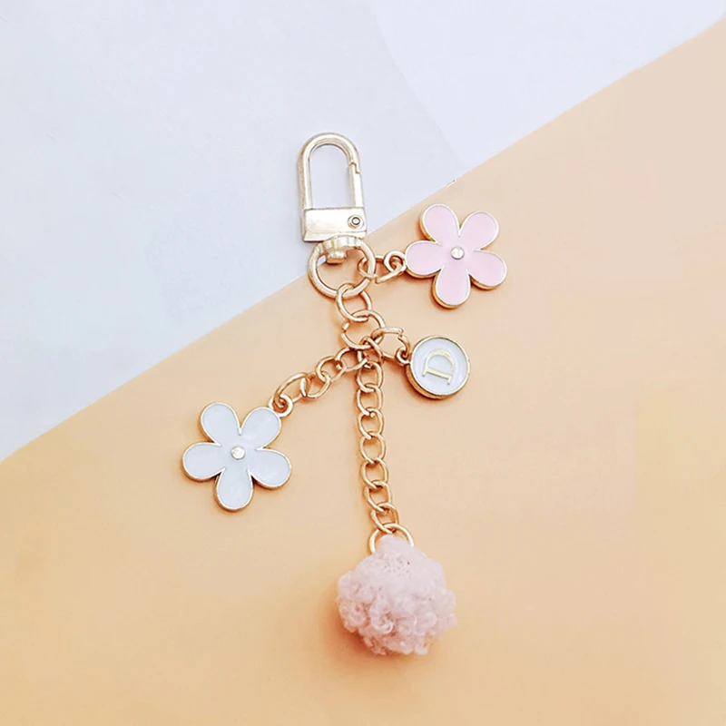 

Flower Metal Keychain Jewelry Pendant Ornament Charm Alloy Key Chain for Women Girl Gift Accessories