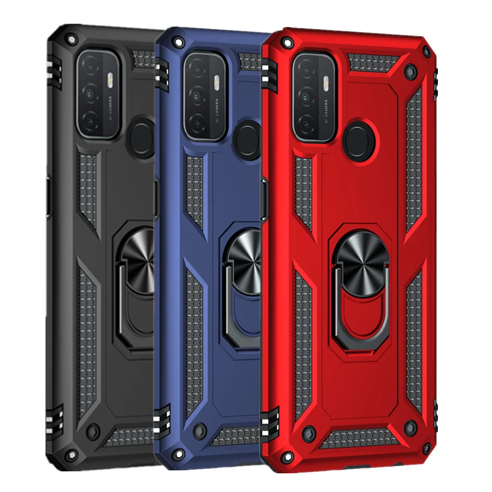

OPPO A53S Funda Armor Ring Stand Case For OPPO A52 4G A92 A72 A53 S A32 A15S A15 A35 A93 A94 Fashion Anti-fall Protection Cover