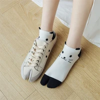 cozy cotton japanese tabi socks women harajuku style two toe socks cat cartoon cute split toe ankle socks girls