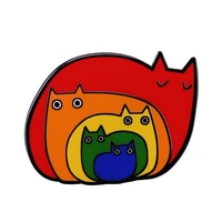 rainbow cat art print television brooches badge for bag lapel pin buckle jewelry gift for friends