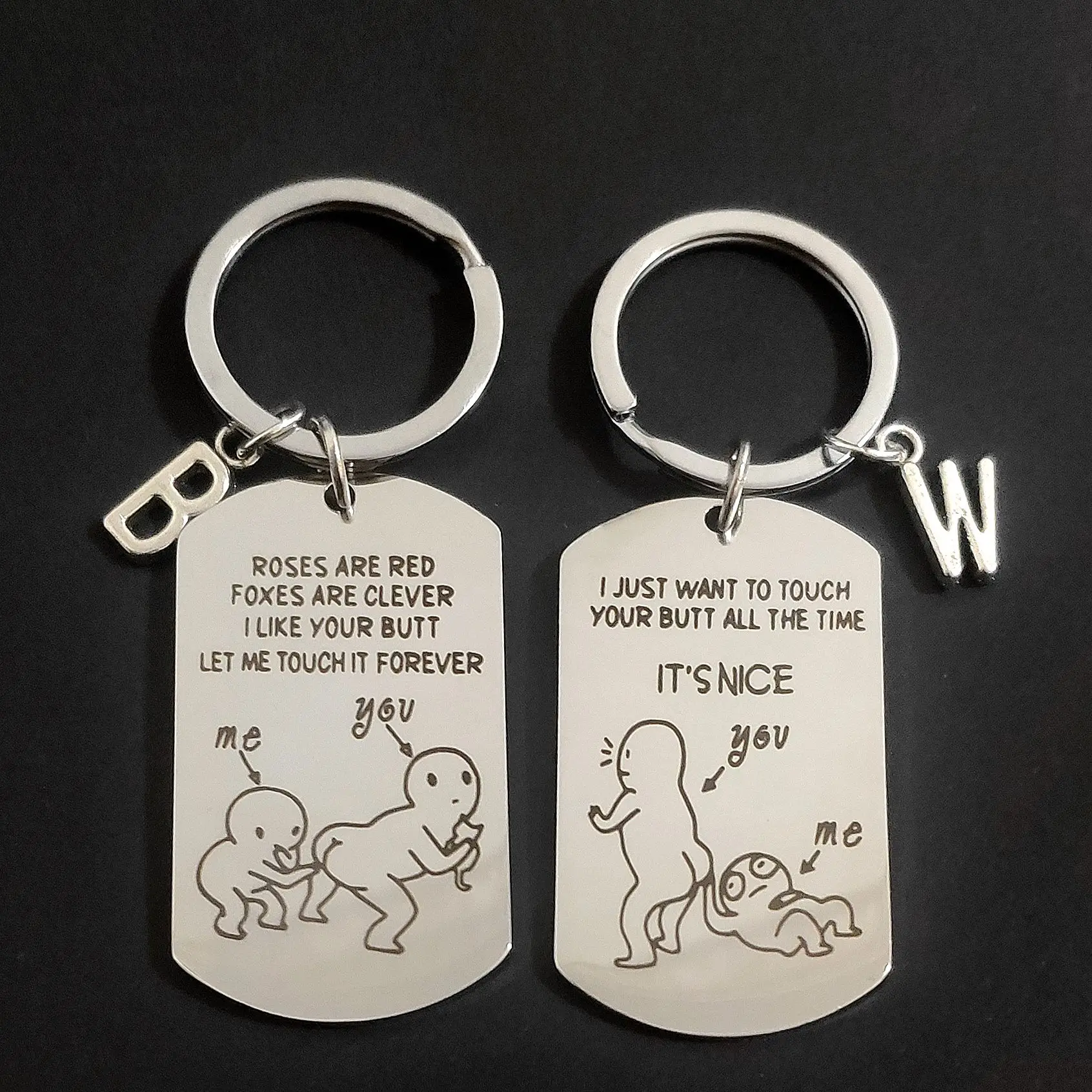 

Creative Best Friend DIY Keychain for Car Keys Military Tag You and Me Keyring Funny Ornaments Stainless Steel Couple Gift