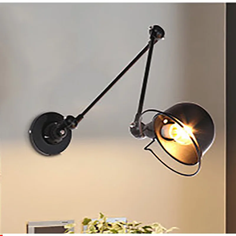 Retro Black Manipulator LED Wall Lamp Adjustable Arm Bedroom Bedside Light Modern Restaurant Lights Indoor Lighting Metal Lamps