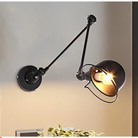 retro black manipulator led wall lamp adjustable arm bedroom bedside light modern restaurant lights indoor lighting metal lamps