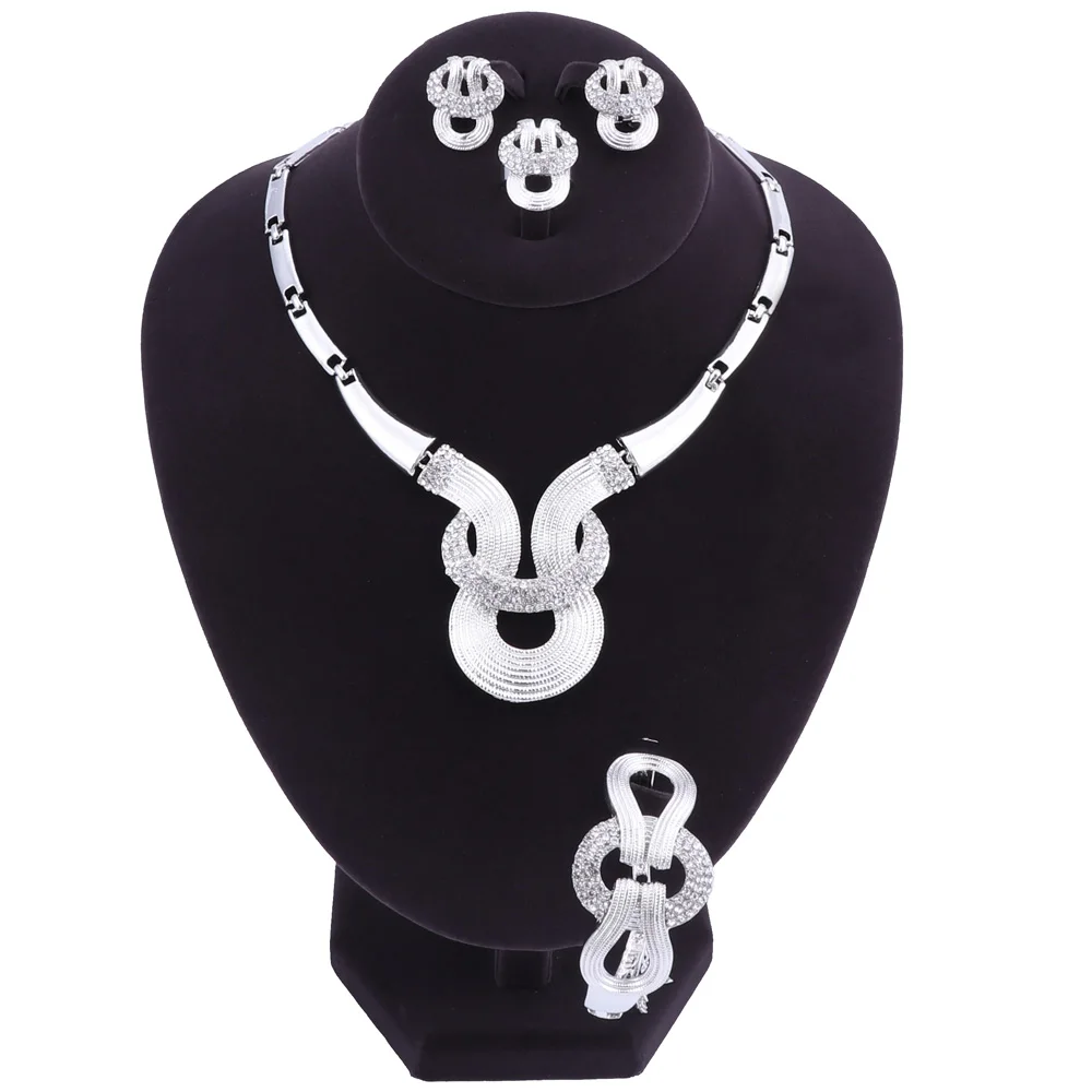 Fashion Wedding Dubai Africa Nigeria African Jewelry Set Gold-color Crystal Necklace Earrings Romantic Women Bridal Sets | Украшения и