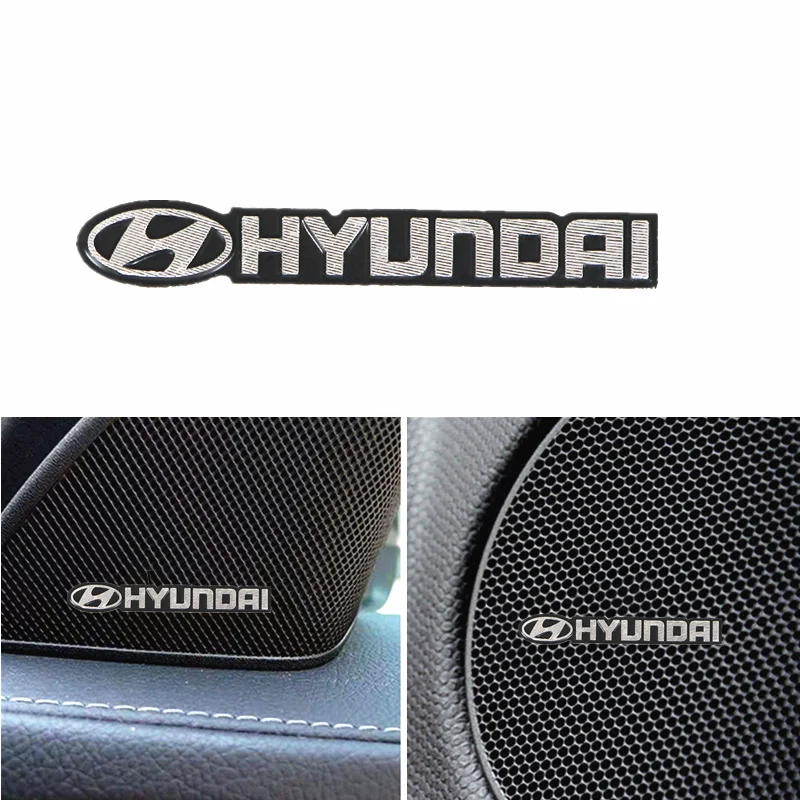 4pcs Car styling speaker aluminum 3D sticker sound stickers For Hyundai Santa Fe Sonata Solaris Azera Creta I30 Ix25 Tucson - купить по