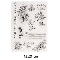flowers birthday wishes clear stamps for diy scrapbooking crafts stencil fairy plants rubber stamps card make photo album decor